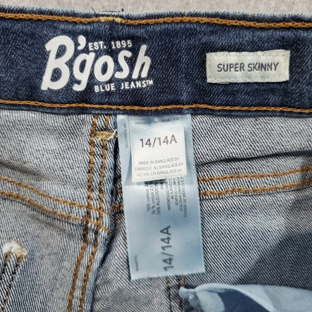 Osh Kosh B'gosh Skinny Blue Jeans 14/14A Denim Adjustable‎ Waist